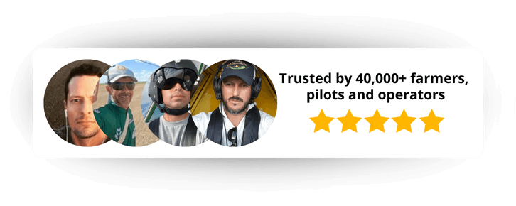 Farmers and agricultural pilots using FARMS app with 40,000+ users and 5-star rating
