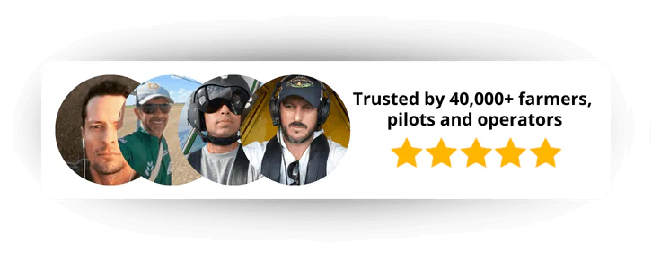 Farmers and agricultural pilots using FARMS app with 40,000+ users and 5-star rating
